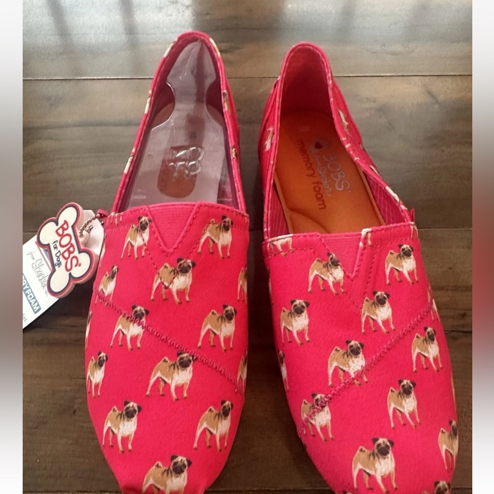 Skechers Bobs Pink Slip-On Pug Shoes Women’s 8.5 - Picture 8 of 9